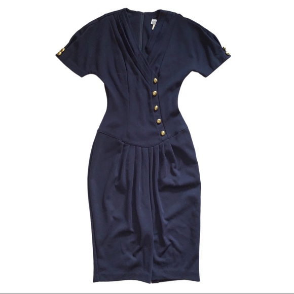 Elegant Black Dress with Gold Button Accents - Picture 8 of 14